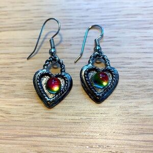 Vintage 80’s Crystal Ball Heart Earrings